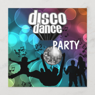 Party Disco Dance Retro Blauer Bubble Einladung