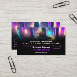 Party DJ Dance Magic Forest Lights Business Card Visitenkarte