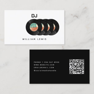 Party-DJ Deejay Retro-Vinyl-Schallplatte QR-Code  Visitenkarte