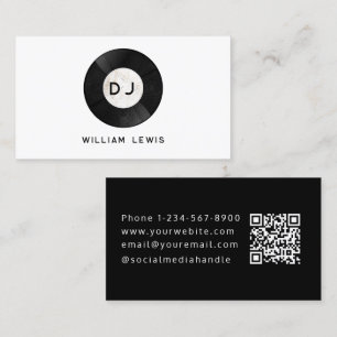 Party-DJ Deejay Retro-Vinyl-Schallplatten-Musik-QR Visitenkarte