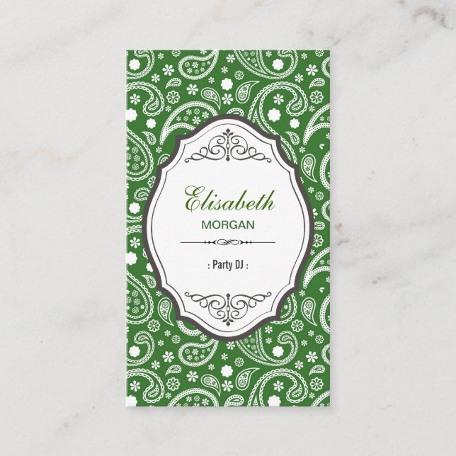 Party DJ - Retro Paisley Pattern Visitenkarte (Vorderseite)