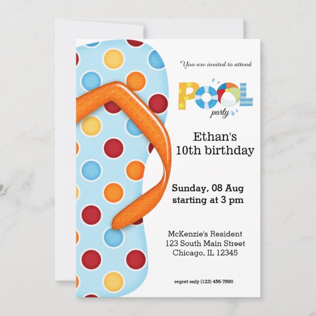 Party dreh Flop Pool Einladung (Vorderseite)