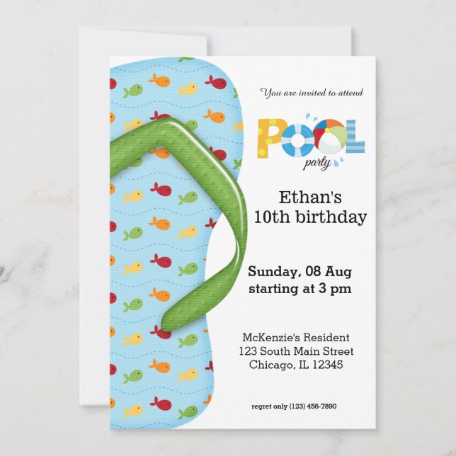 Party dreh Flop Pool Einladung (Vorderseite)