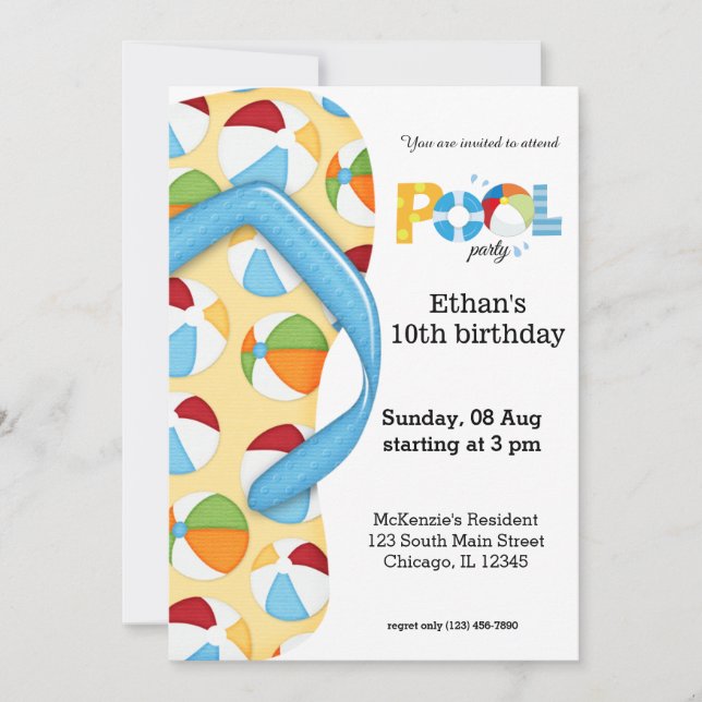 Party dreh Flop Pool Einladung (Vorderseite)