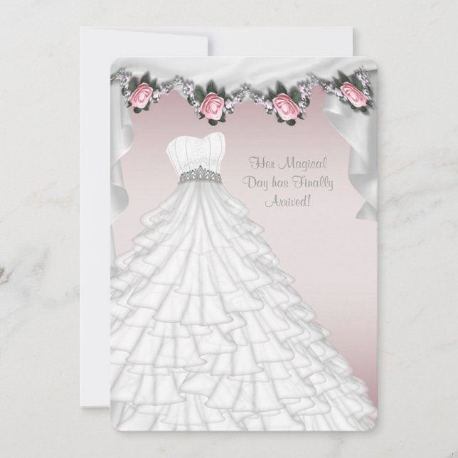 Party Dress Princess Rosa Quinceanera Einladung (Vorderseite)