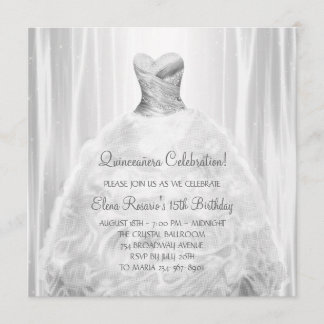 Party Dress White Quinceanera Einladungen