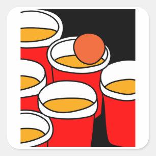Party Drink Game Beerpong Beer Pong Quadratischer Aufkleber