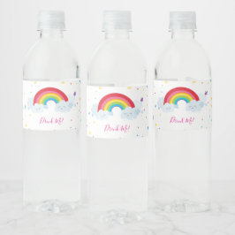 PARTY DRINKS farbenfroh lustige Regenbogenfarben Wasserflaschenetikett