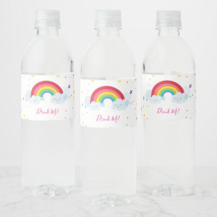 PARTY DRINKS farbenfroh lustige Regenbogenfarben Wasserflaschenetikett