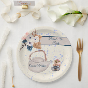 Party-Dusche Navy und Coral Bridal Pappteller