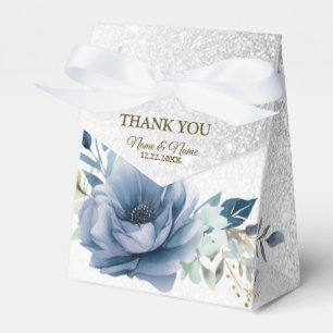 Party Dusty Blue Watercolor Blume Silber Elegant Geschenkschachtel