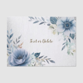 Party Dusty Blue Watercolor Blume Silber Elegant Seidenpapier