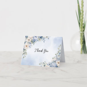 Party Dusty Blue Watercolor Elfenbeinfarbene Blume Dankeskarte