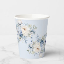 Party Dusty Blue Watercolor Elfenbeinfarbene Blume