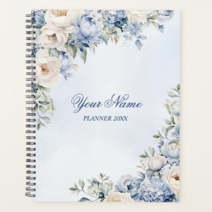 Party Dusty Blue Watercolor Elfenbeinfarbene Blume Planer