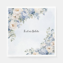Party Dusty Blue Watercolor Elfenbeinfarbene Blume Serviette