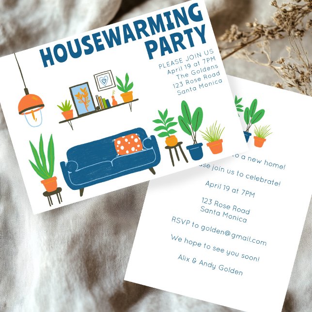 Party einladen Niedliches Wohnzimmer Sofa Einladung (Housewarming Party Invite Cute Living Room Sofa CUSTOM new home party invitation
)