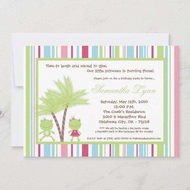 Party Einladung 12x18 Frosch-Prinz-Prinzessin (Vorderseite)