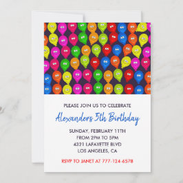 Party Einladung 5. Junge Ballons Monster