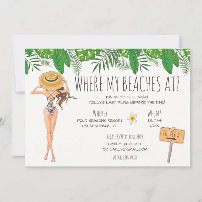 Party Einladung Bachelorette (Vorderseite)