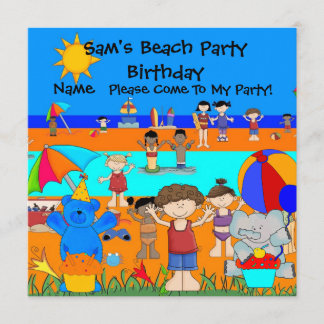 Party Einladung Birthday Beach Boy Girl Children