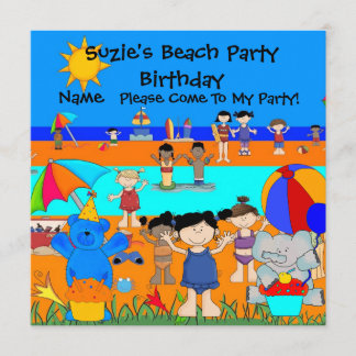 Party Einladung Birthday Beach Girls Kinder
