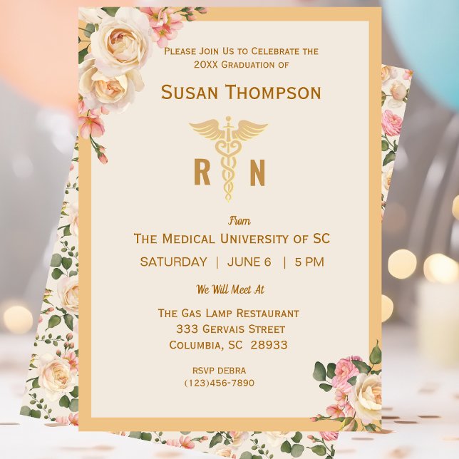 Party Einladung Caduceus floral Grad (Von Creator hochgeladen)