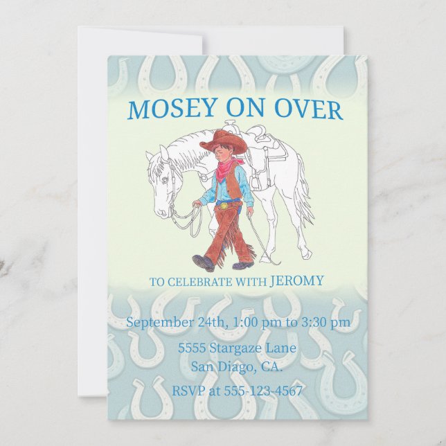 Party Einladung Cowboy und Pferd (Vorderseite)
