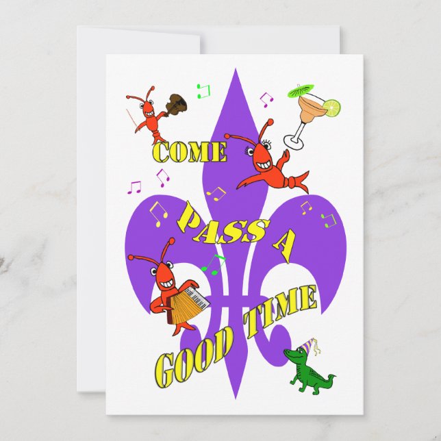 Party Einladung Crawfish Fleur de Lys (Vorderseite)