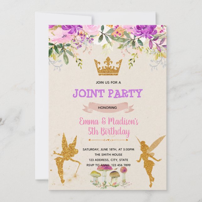 Party Einladung der Fairy Princess (Vorderseite)