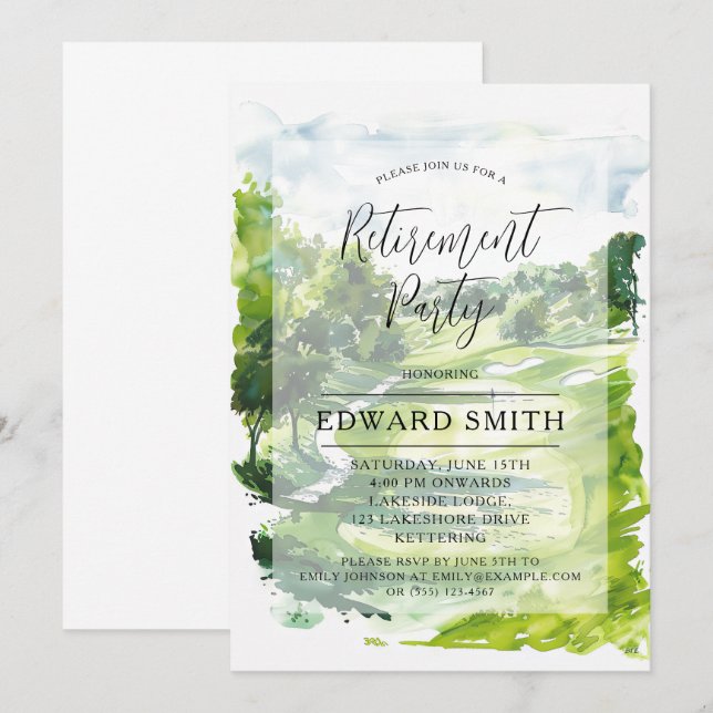 Party Einladung der Golfpensionierung (Vorne/Hinten)