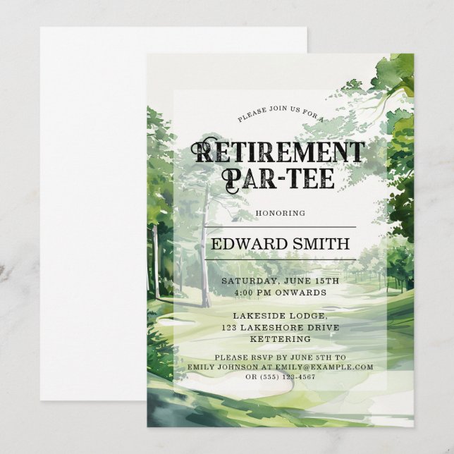 Party Einladung der Golfpensionierung (Vorne/Hinten)