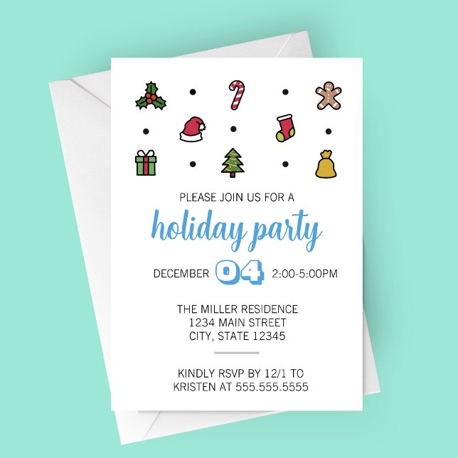Party Einladung der Holiday Icons (Modern Christmas Icons Holiday Party Invitation)