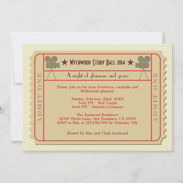 Party Einladung der Preisverleihung für Filmticket (Vorderseite)