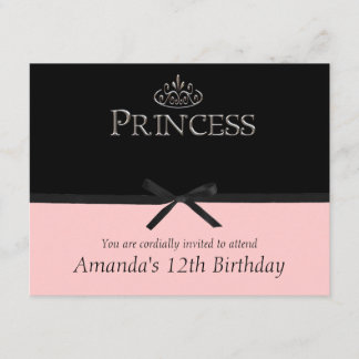 Party Einladung der Prinzessin in Schwarz und Rosa