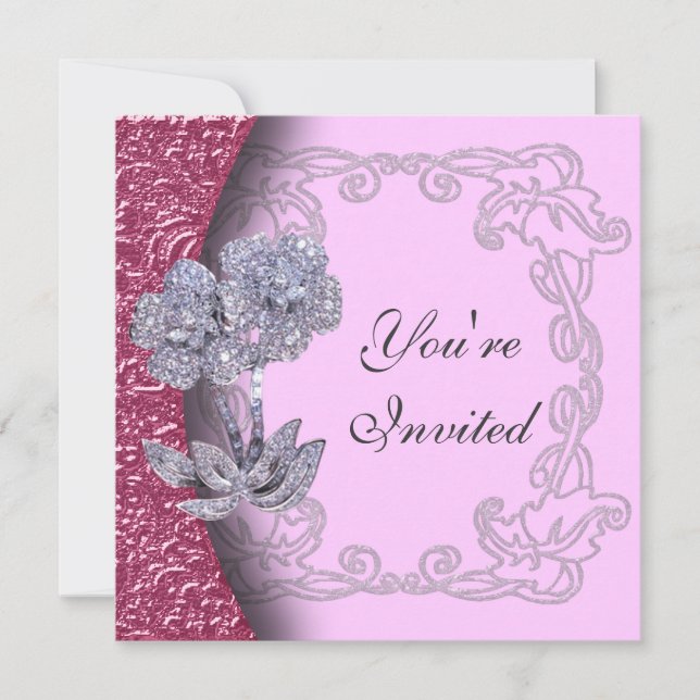 Party Einladung der Schmuckdiamanten-Blume (Vorderseite)