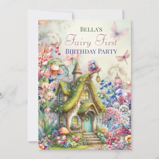 Party Einladung der verzauberten Blume Fairy Fores (Vorderseite)