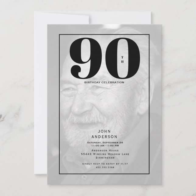 Party Einladung des 90. Geburtstags Foto (Vorderseite)