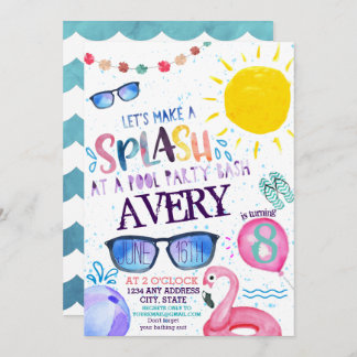 Party Einladung des Aquarellpools