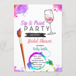 Party Einladung des Brautparty Paint und Sip