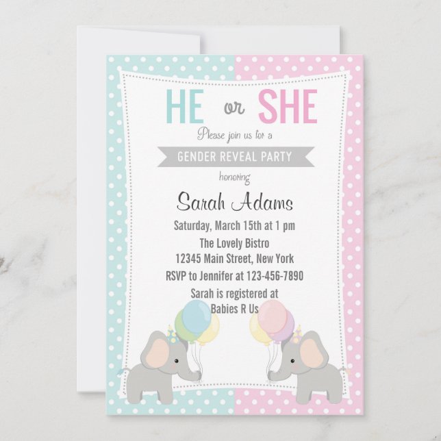 Party Einladung des Elefanten (Vorderseite)