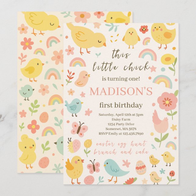 Party Einladung des ersten Geburtstags (Vorne/Hinten)