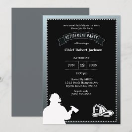 Party Einladung des Feuerwehrmanns, grau, schwarz