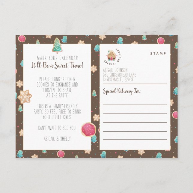Party Einladung des Holiday Cookie Exchange Postkarte (Rückseite)
