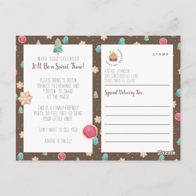 Party Einladung des Holiday Cookie Exchange Postkarte (Rückseite)