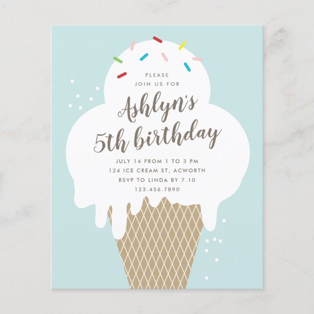 Party Einladung des Kindergeburtstags von Eis (Vorderseite)
