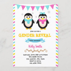 Party Einladung des Pinguin-Geschlechts