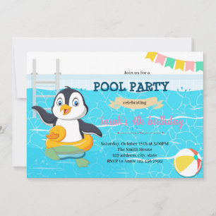 Party Einladung des Pinguinpools