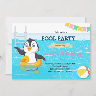 Party Einladung des Pinguinpools