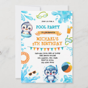 Party Einladung des Pinguinpools